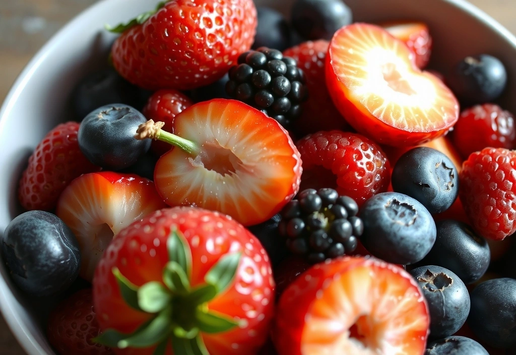 Un bol cu fructe de pădure asortate, pline de antioxidanți